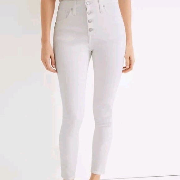 High-Waisted White Skinny Jeans - Picture 1 of 12